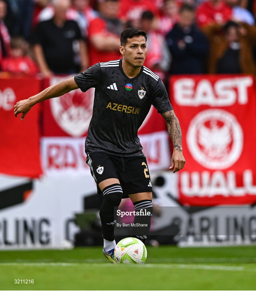 23 July 2025; Matheus Silva of Qarabag during the UEFA Champions League Second Qualifying Round first leg match between Shelbourne and Qarabag FK at Tolka Park in Dublin. Photo by Ben McShane/Sportsfile