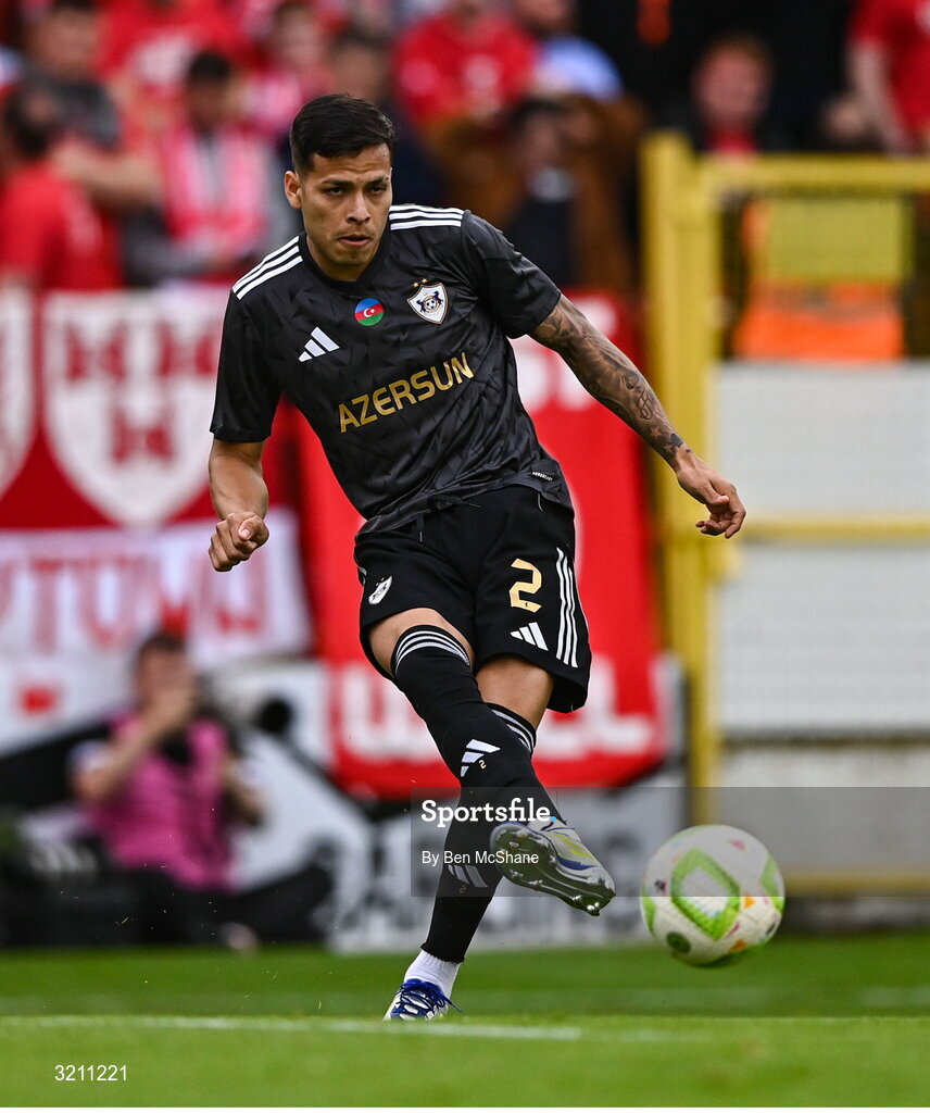 23 July 2025; Matheus Silva of Qarabag during the UEFA Champions League Second Qualifying Round first leg match between Shelbourne and Qarabag FK at Tolka Park in Dublin. Photo by Ben McShane/Sportsfile