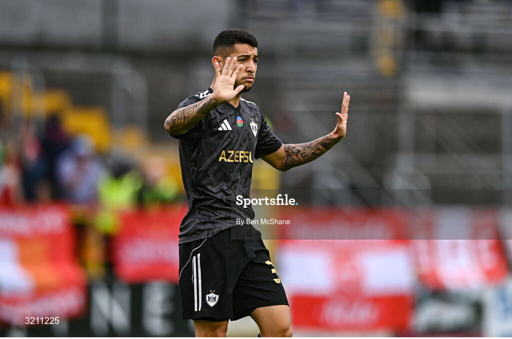 23 July 2025; Abbas Hüseynov of Qarabag during the UEFA Champions League Second Qualifying Round first leg match between Shelbourne and Qarabag FK at Tolka Park in Dublin. Photo by Ben McShane/Sportsfile