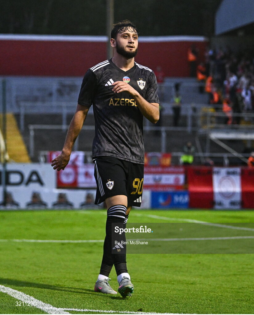 23 July 2025; Nariman Akhundzade of Qarabag during the UEFA Champions League Second Qualifying Round first leg match between Shelbourne and Qarabag FK at Tolka Park in Dublin. Photo by Ben McShane/Sportsfile