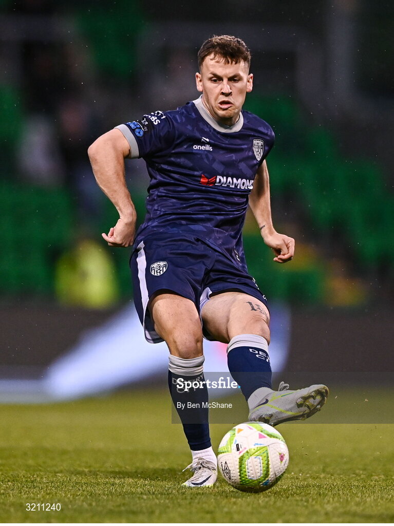 3 August 2025; Ben Doherty of Derry City during the SSE Airtricity Men's Premier Division match between Shamrock Rovers and Derry City at Tallaght Stadium in Dublin.  Photo by Ben McShane/Sportsfile