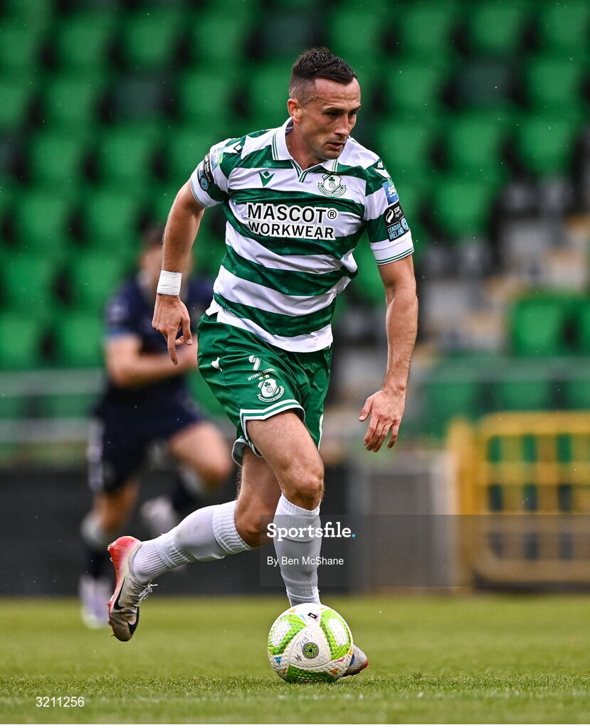 3 August 2025; Aaron McEneff of Shamrock Rovers during the SSE Airtricity Men's Premier Division match between Shamrock Rovers and Derry City at Tallaght Stadium in Dublin.  Photo by Ben McShane/Sportsfile
