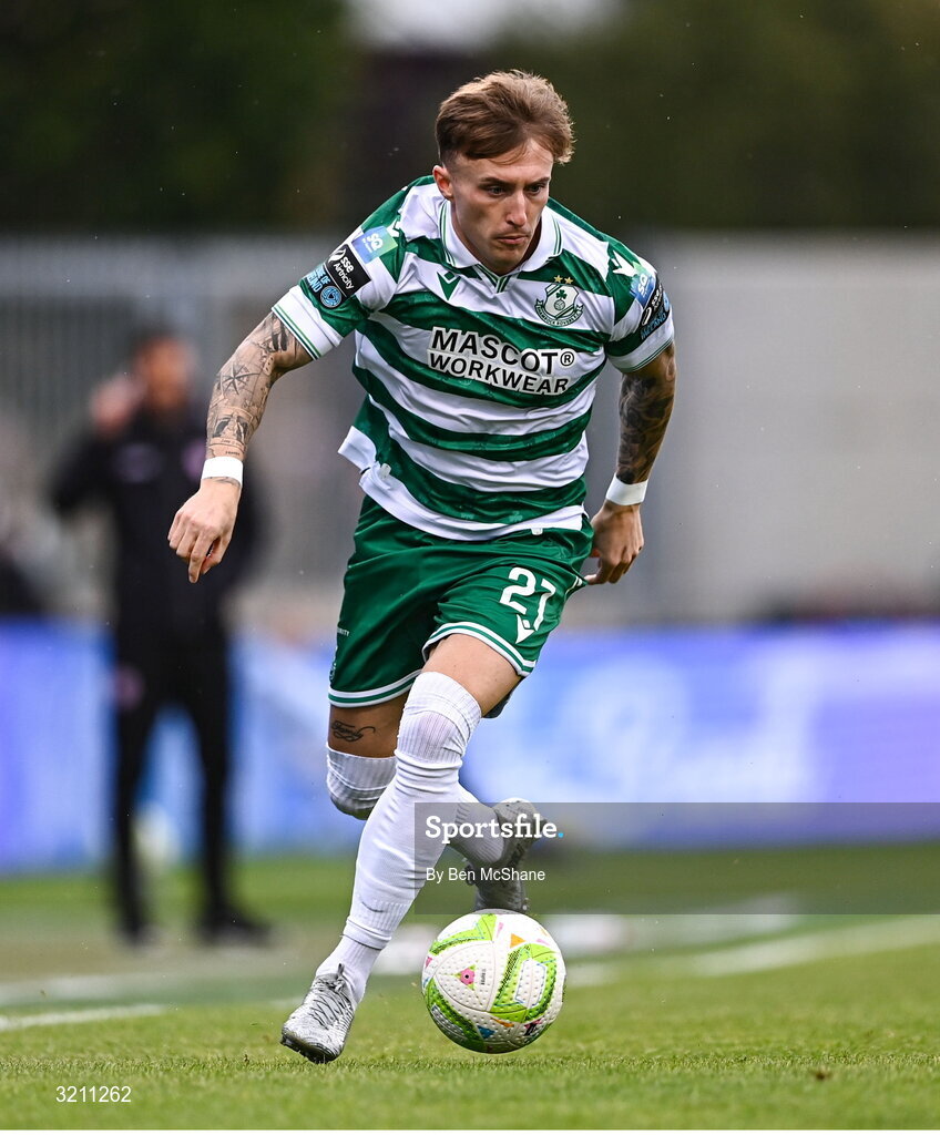 3 August 2025; Danny Grant of Shamrock Rovers during the SSE Airtricity Men's Premier Division match between Shamrock Rovers and Derry City at Tallaght Stadium in Dublin.  Photo by Ben McShane/Sportsfile