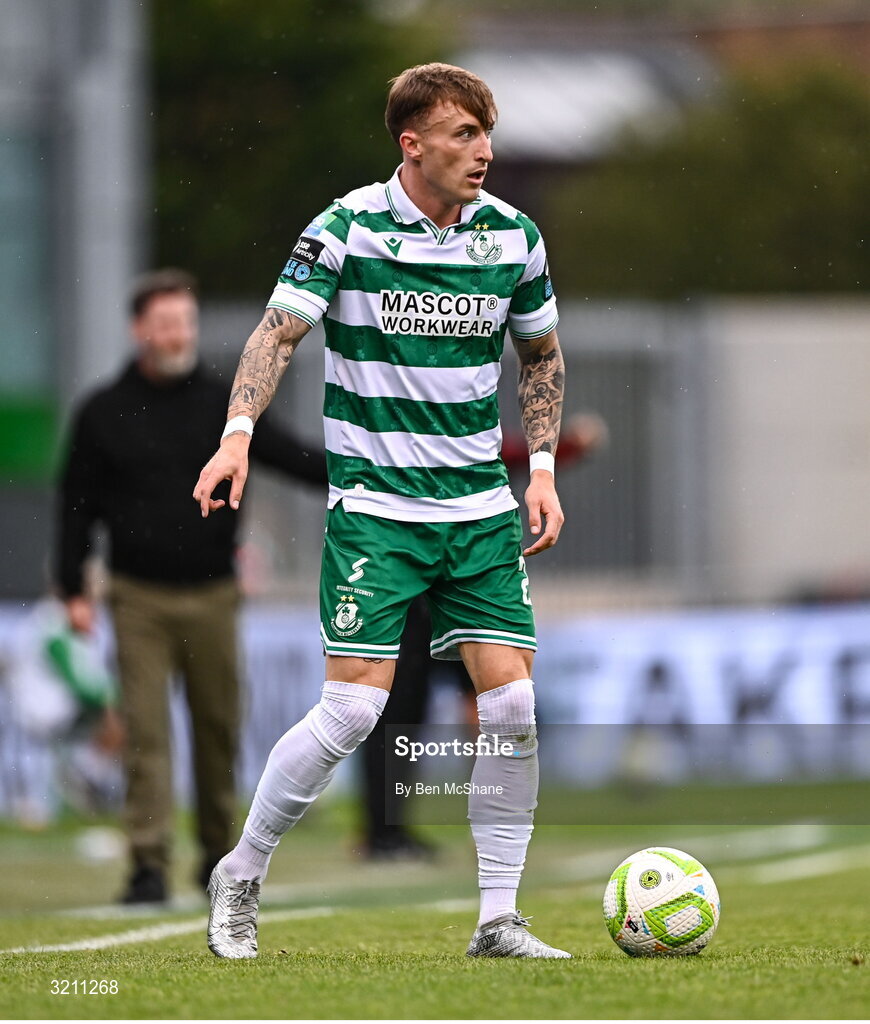 3 August 2025; Danny Grant of Shamrock Rovers during the SSE Airtricity Men's Premier Division match between Shamrock Rovers and Derry City at Tallaght Stadium in Dublin.  Photo by Ben McShane/Sportsfile