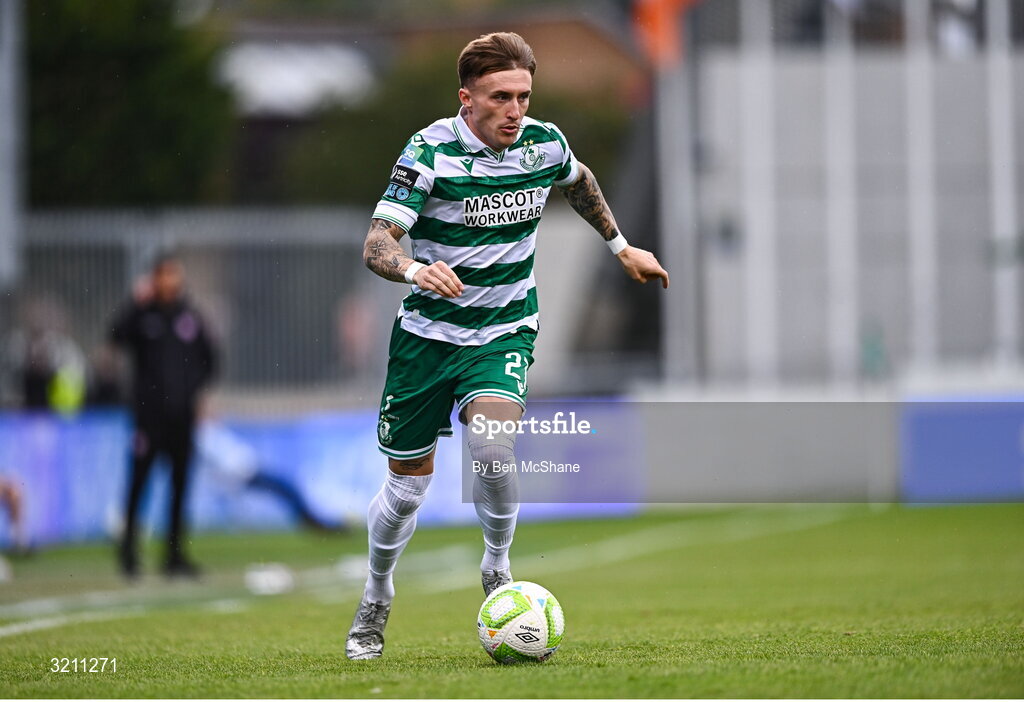 3 August 2025; Danny Grant of Shamrock Rovers during the SSE Airtricity Men's Premier Division match between Shamrock Rovers and Derry City at Tallaght Stadium in Dublin.  Photo by Ben McShane/Sportsfile