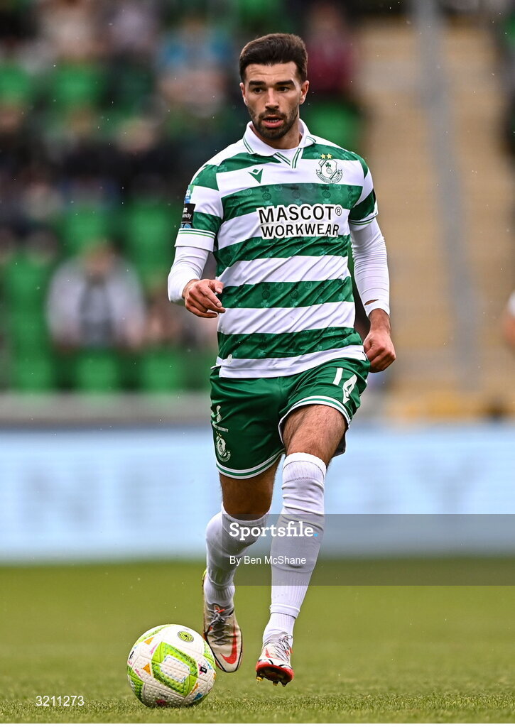 3 August 2025; Danny Mandroiu of Shamrock Rovers during the SSE Airtricity Men's Premier Division match between Shamrock Rovers and Derry City at Tallaght Stadium in Dublin.  Photo by Ben McShane/Sportsfile