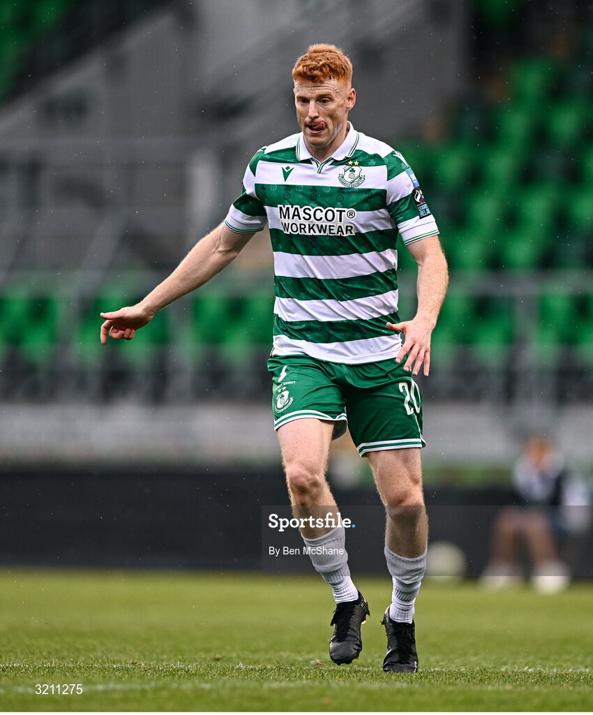 3 August 2025; Rory Gaffney of Shamrock Rovers during the SSE Airtricity Men's Premier Division match between Shamrock Rovers and Derry City at Tallaght Stadium in Dublin.  Photo by Ben McShane/Sportsfile