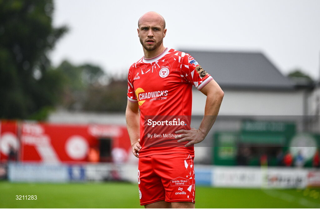 23 July 2025; Kerr McInroy of Shelbourne during the UEFA Champions League Second Qualifying Round first leg match between Shelbourne and Qarabag FK at Tolka Park in Dublin. Photo by Ben McShane/Sportsfile