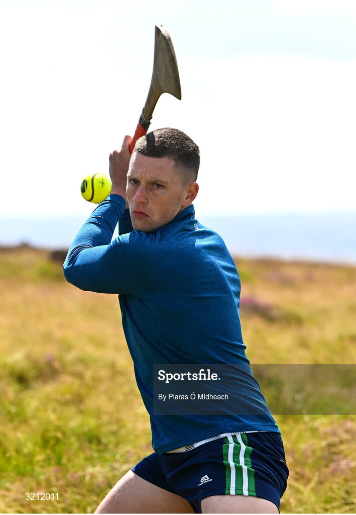 4 August 2025; Sean Óg McLaren of Antrim competing in the Senior Hurling competition during the M. Donnelly GAA Poc Fada All-Ireland Finals at Annaverna Mountain in the Cooley Peninsula, Ravensdale, Louth. Photo by Piaras Ó Mídheach/Sportsfile