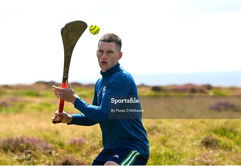 4 August 2025; Sean Óg McLaren of Antrim competing in the Senior Hurling competition during the M. Donnelly GAA Poc Fada All-Ireland Finals at Annaverna Mountain in the Cooley Peninsula, Ravensdale, Louth. Photo by Piaras Ó Mídheach/Sportsfile