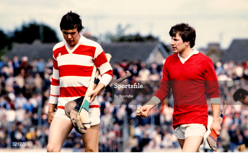 12 June 1983; Cork goalkeeper Ger Cunningham, left, and Dónal O'Grady of Cork before the Munster Senior Hurling Championship Semi-Final match between Cork and Limerick at the Gaelic Grounds in Limerick. Photo by Ray McManus/Sportsfile
