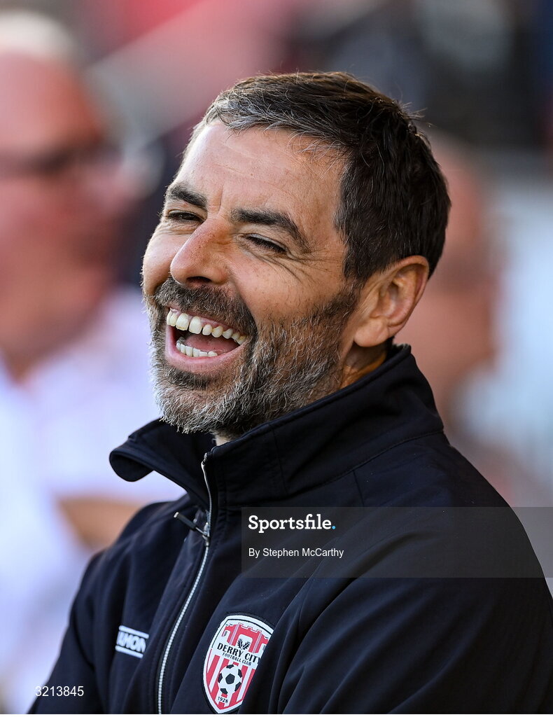16 August 2025; Derry City manager Tiernan Lynch before the Sports Direct Men’s FAI Cup third round match between Derry City and Drogheda United at The Ryan McBride Brandywell Stadium in Derry. Photo by Stephen McCarthy/Sportsfile
