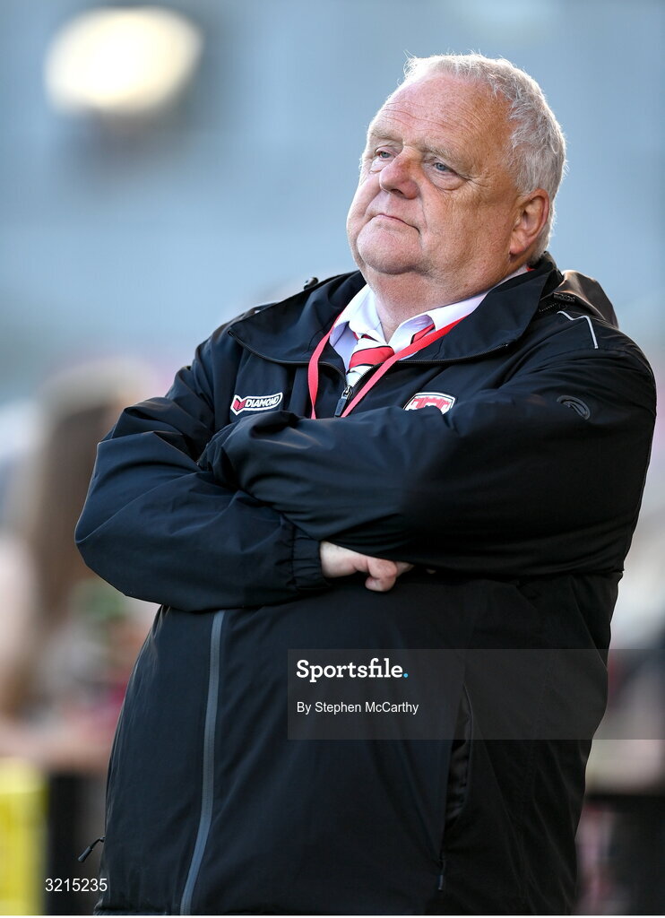 16 August 2025; Derry City media office Lawrence Moore before the Sports Direct Men’s FAI Cup third round match between Derry City and Drogheda United at The Ryan McBride Brandywell Stadium in Derry. Photo by Stephen McCarthy/Sportsfile