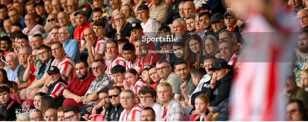 16 August 2025; Supporters during the Sports Direct Men’s FAI Cup third round match between Derry City and Drogheda United at The Ryan McBride Brandywell Stadium in Derry. Photo by Stephen McCarthy/Sportsfile