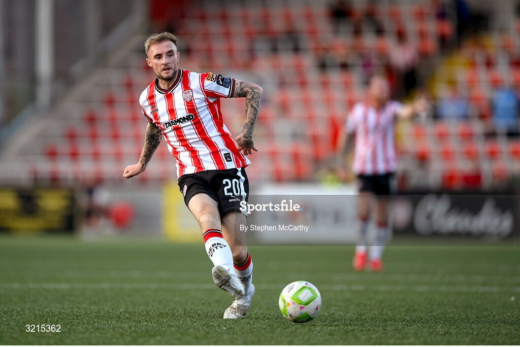 16 August 2025; Carl Winchester of Derry City during the Sports Direct Men’s FAI Cup third round match between Derry City and Drogheda United at The Ryan McBride Brandywell Stadium in Derry. Photo by Stephen McCarthy/Sportsfile