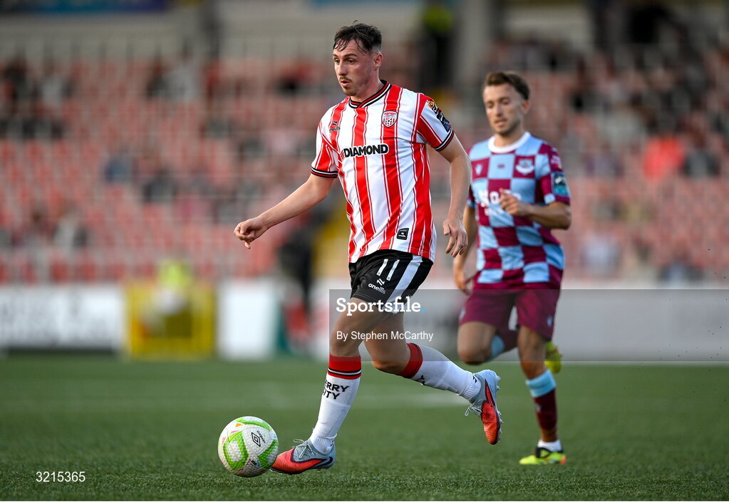 16 August 2025; Gavin Whyte of Derry City during the Sports Direct Men’s FAI Cup third round match between Derry City and Drogheda United at The Ryan McBride Brandywell Stadium in Derry. Photo by Stephen McCarthy/Sportsfile
