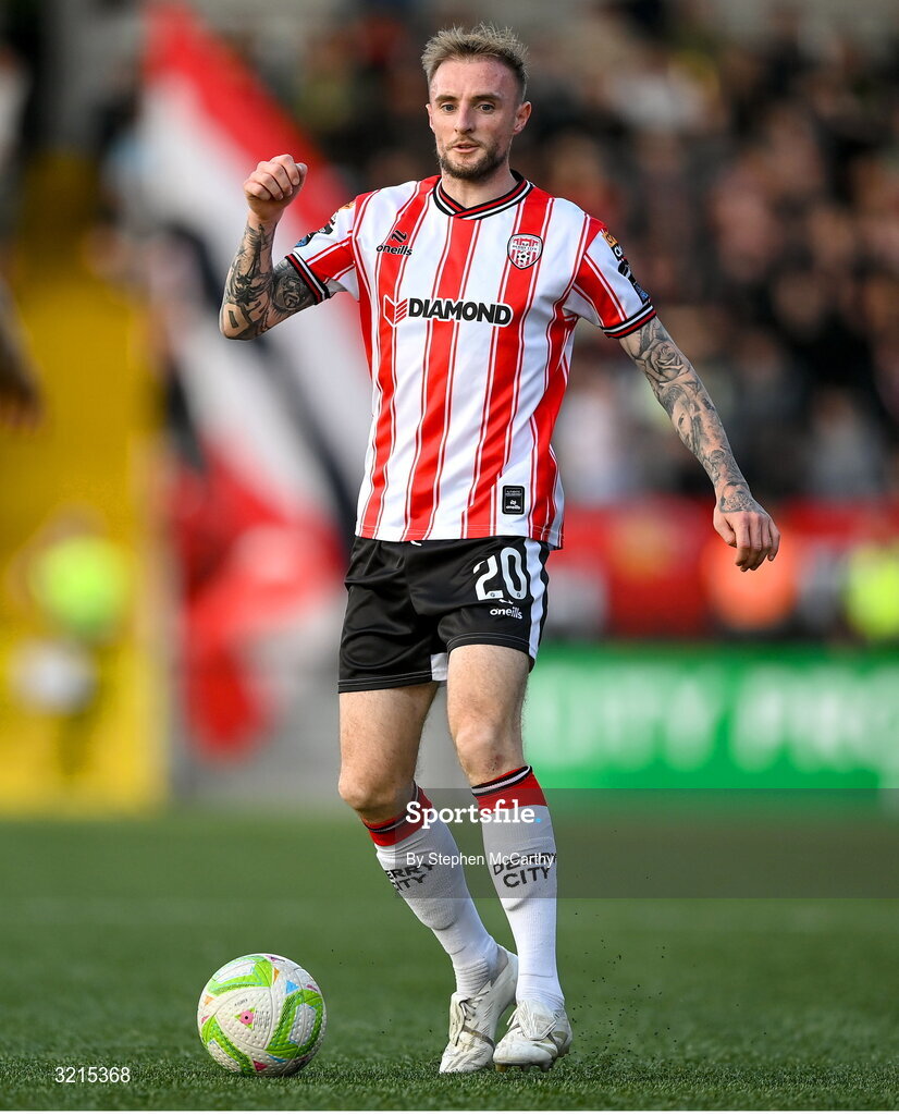 16 August 2025; Carl Winchester of Derry City during the Sports Direct Men’s FAI Cup third round match between Derry City and Drogheda United at The Ryan McBride Brandywell Stadium in Derry. Photo by Stephen McCarthy/Sportsfile