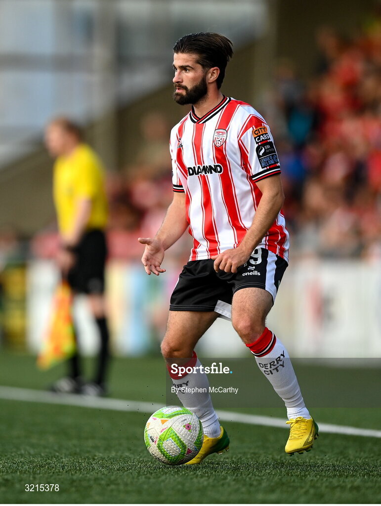 16 August 2025; Brandon Fleming of Derry City during the Sports Direct Men’s FAI Cup third round match between Derry City and Drogheda United at The Ryan McBride Brandywell Stadium in Derry. Photo by Stephen McCarthy/Sportsfile