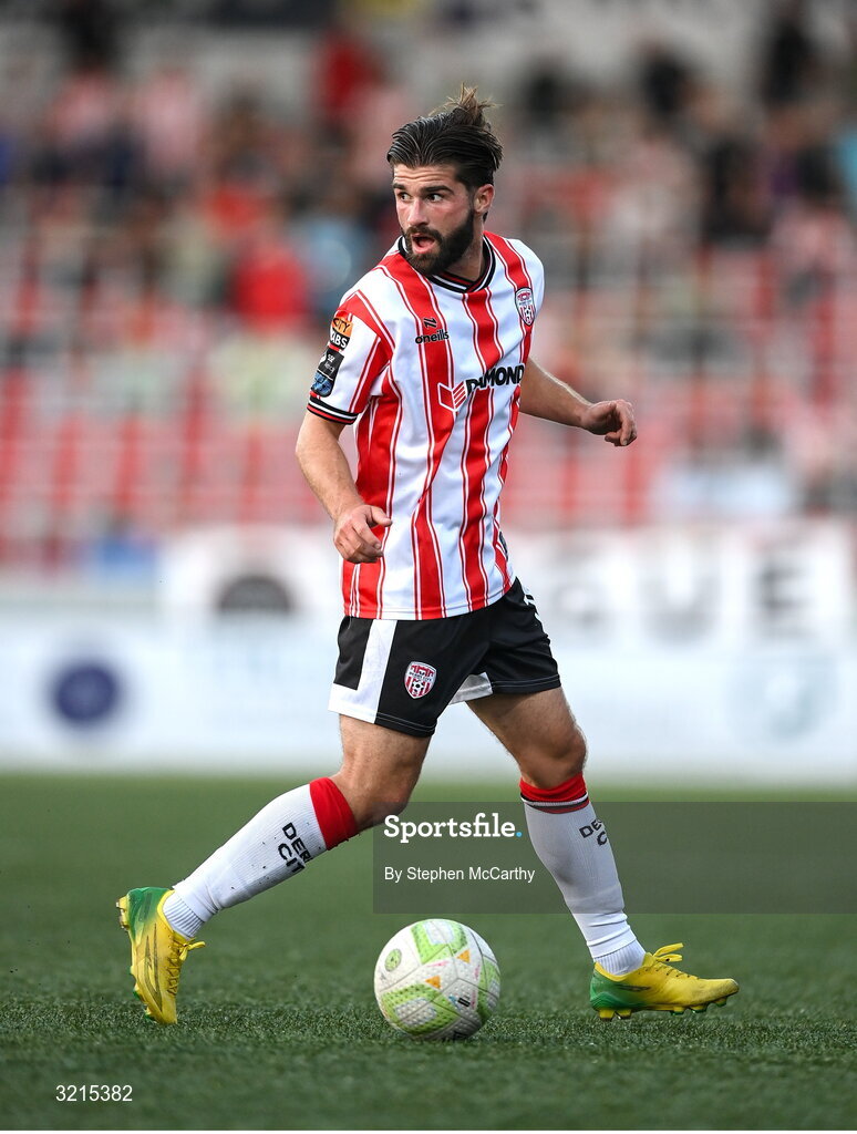 16 August 2025; Brandon Fleming of Derry City during the Sports Direct Men’s FAI Cup third round match between Derry City and Drogheda United at The Ryan McBride Brandywell Stadium in Derry. Photo by Stephen McCarthy/Sportsfile