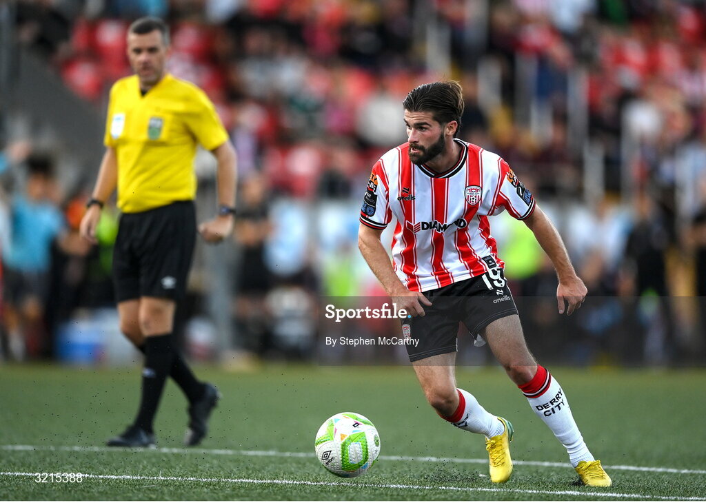 16 August 2025; Brandon Fleming of Derry City during the Sports Direct Men’s FAI Cup third round match between Derry City and Drogheda United at The Ryan McBride Brandywell Stadium in Derry. Photo by Stephen McCarthy/Sportsfile