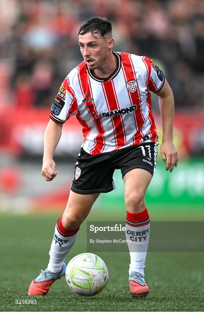 16 August 2025; Gavin Whyte of Derry City during the Sports Direct Men’s FAI Cup third round match between Derry City and Drogheda United at The Ryan McBride Brandywell Stadium in Derry. Photo by Stephen McCarthy/Sportsfile