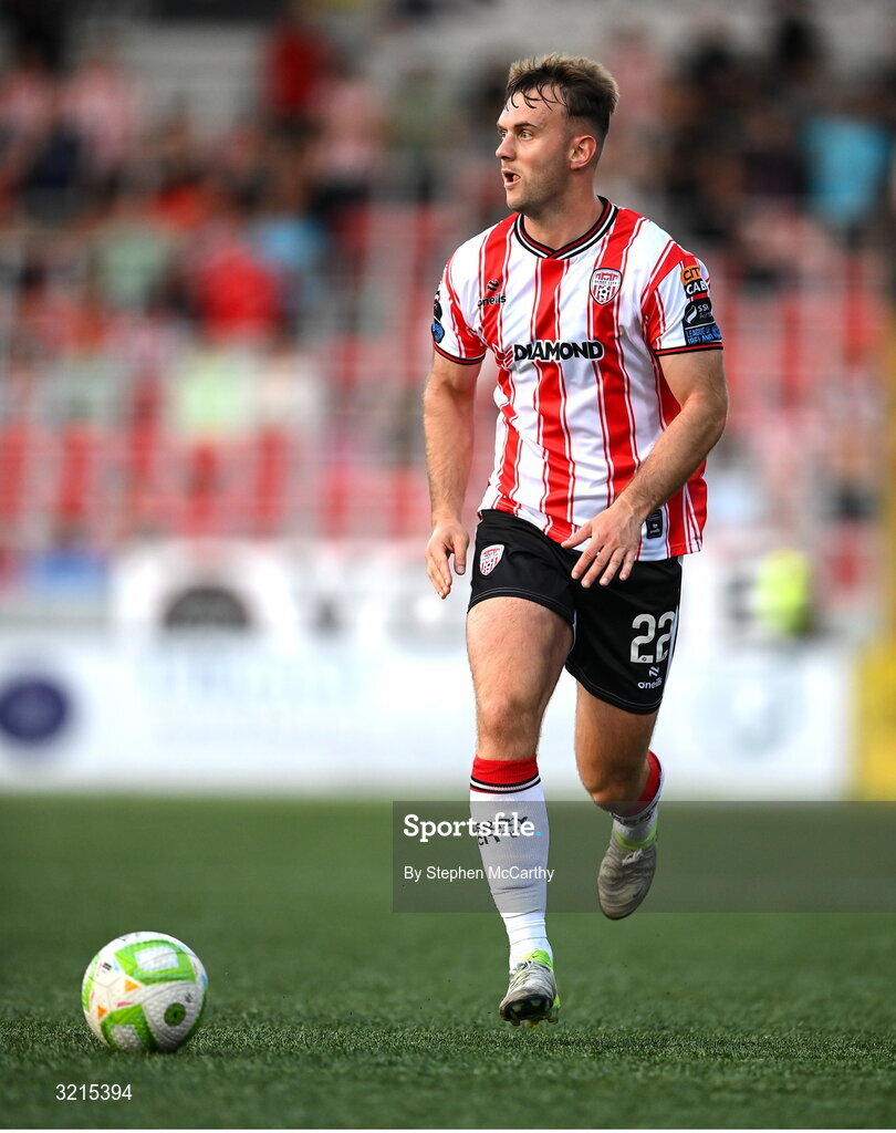 16 August 2025; Jamie Stott of Derry City during the Sports Direct Men’s FAI Cup third round match between Derry City and Drogheda United at The Ryan McBride Brandywell Stadium in Derry. Photo by Stephen McCarthy/Sportsfile