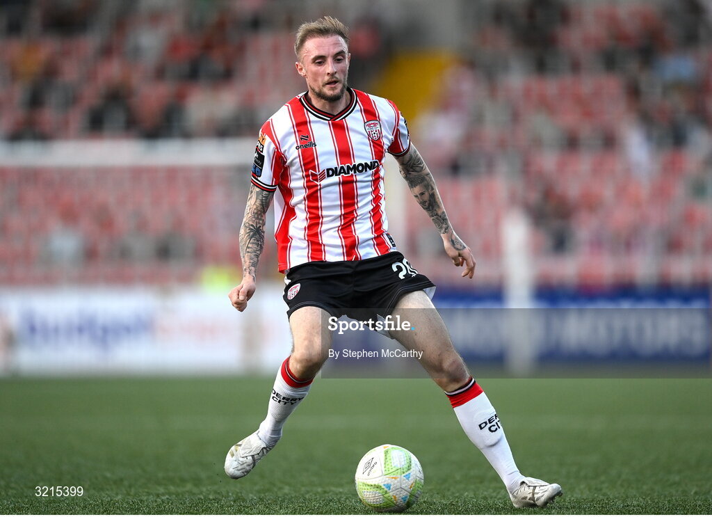 16 August 2025; Carl Winchester of Derry City during the Sports Direct Men’s FAI Cup third round match between Derry City and Drogheda United at The Ryan McBride Brandywell Stadium in Derry. Photo by Stephen McCarthy/Sportsfile