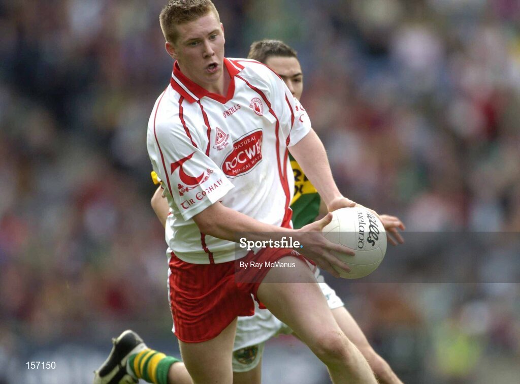 26 September 2004; Marc Cunningham, Tyrone. All-Ireland Minor Football Championship Final, Kerry v Tyrone, Croke Park, Dublin. Picture credit; Ray McManus / SPORTSFILE *** Local Caption *** Any photograph taken by SPORTSFILE during, or in connection with, the 2004 All-Ireland Minor Football Final which displays GAA logos or contains an image or part of an image of any GAA intellectual property, or, which contains images of a GAA player/players in their playing uniforms, may only be used for editorial and non-advertising purposes.  Use of photographs for advertising, as posters or for purchase separately is strictly prohibited unless prior written approval has been obtained from the Gaelic Athletic Association.