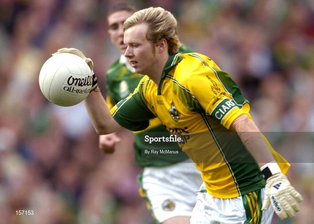 26 September 2004; Brendan Kealy, Kerry goalkeeper. All-Ireland Minor Football Championship Final, Kerry v Tyrone, Croke Park, Dublin. Picture credit; Ray McManus / SPORTSFILE *** Local Caption *** Any photograph taken by SPORTSFILE during, or in connection with, the 2004 All-Ireland Minor Football Final which displays GAA logos or contains an image or part of an image of any GAA intellectual property, or, which contains images of a GAA player/players in their playing uniforms, may only be used for editorial and non-advertising purposes.  Use of photographs for advertising, as posters or for purchase separately is strictly prohibited unless prior written approval has been obtained from the Gaelic Athletic Association.