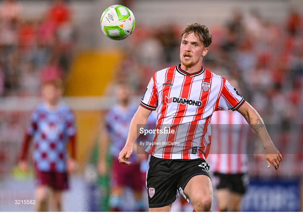 16 August 2025; Jamie Stott of Derry City during the Sports Direct Men’s FAI Cup third round match between Derry City and Drogheda United at The Ryan McBride Brandywell Stadium in Derry. Photo by Stephen McCarthy/Sportsfile