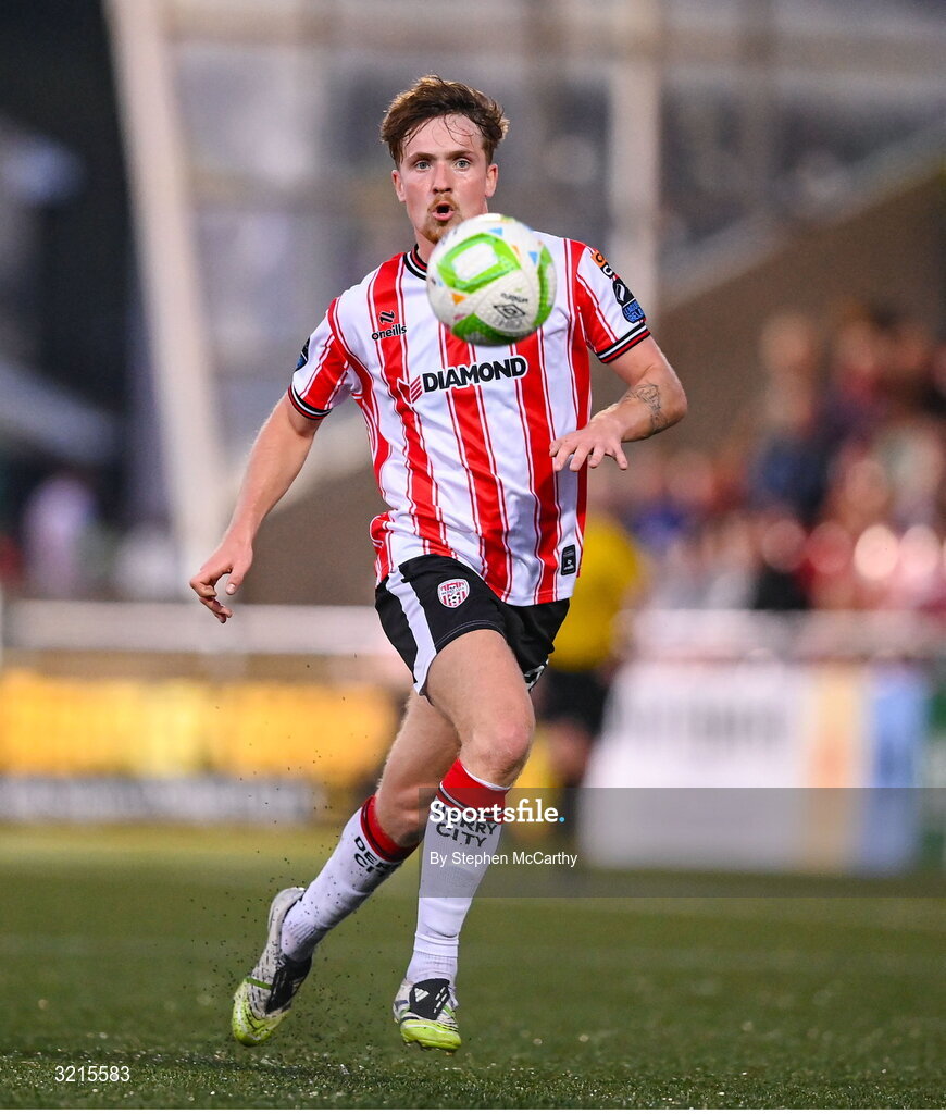 16 August 2025; Jamie Stott of Derry City during the Sports Direct Men’s FAI Cup third round match between Derry City and Drogheda United at The Ryan McBride Brandywell Stadium in Derry. Photo by Stephen McCarthy/Sportsfile
