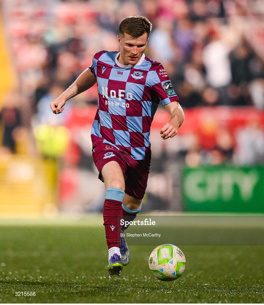 16 August 2025; Conor Kane of Drogheda United during the Sports Direct Men’s FAI Cup third round match between Derry City and Drogheda United at The Ryan McBride Brandywell Stadium in Derry. Photo by Stephen McCarthy/Sportsfile