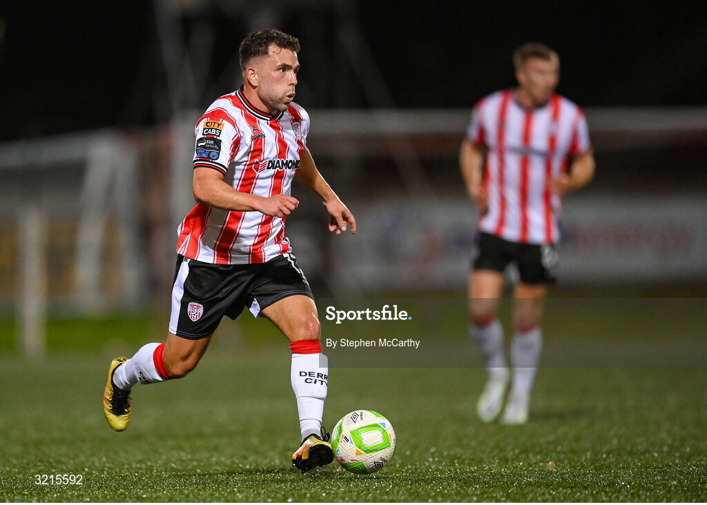 16 August 2025; Adam Frizzell of Derry City during the Sports Direct Men’s FAI Cup third round match between Derry City and Drogheda United at The Ryan McBride Brandywell Stadium in Derry. Photo by Stephen McCarthy/Sportsfile