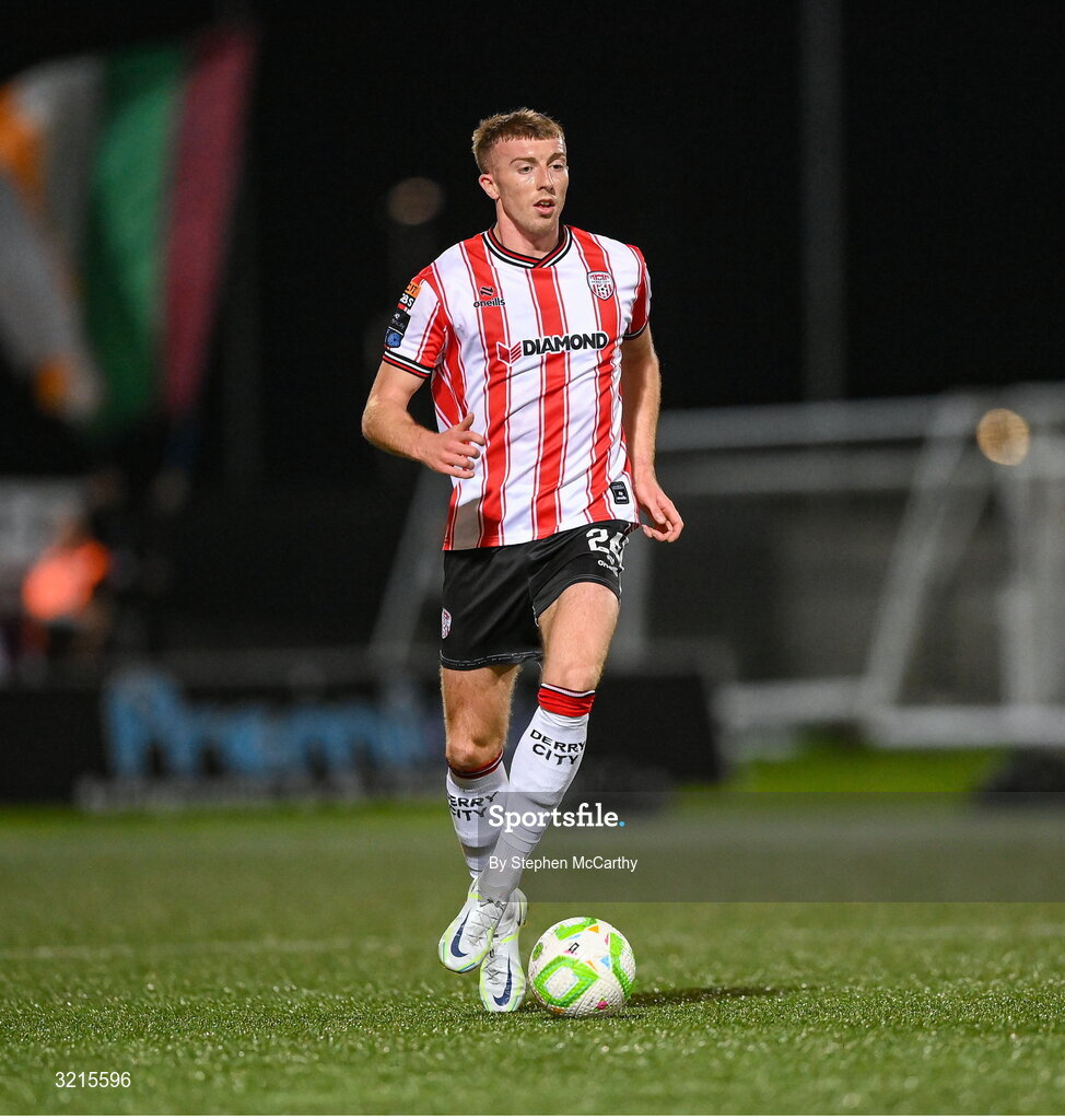 16 August 2025; Sam Todd of Derry City during the Sports Direct Men’s FAI Cup third round match between Derry City and Drogheda United at The Ryan McBride Brandywell Stadium in Derry. Photo by Stephen McCarthy/Sportsfile
