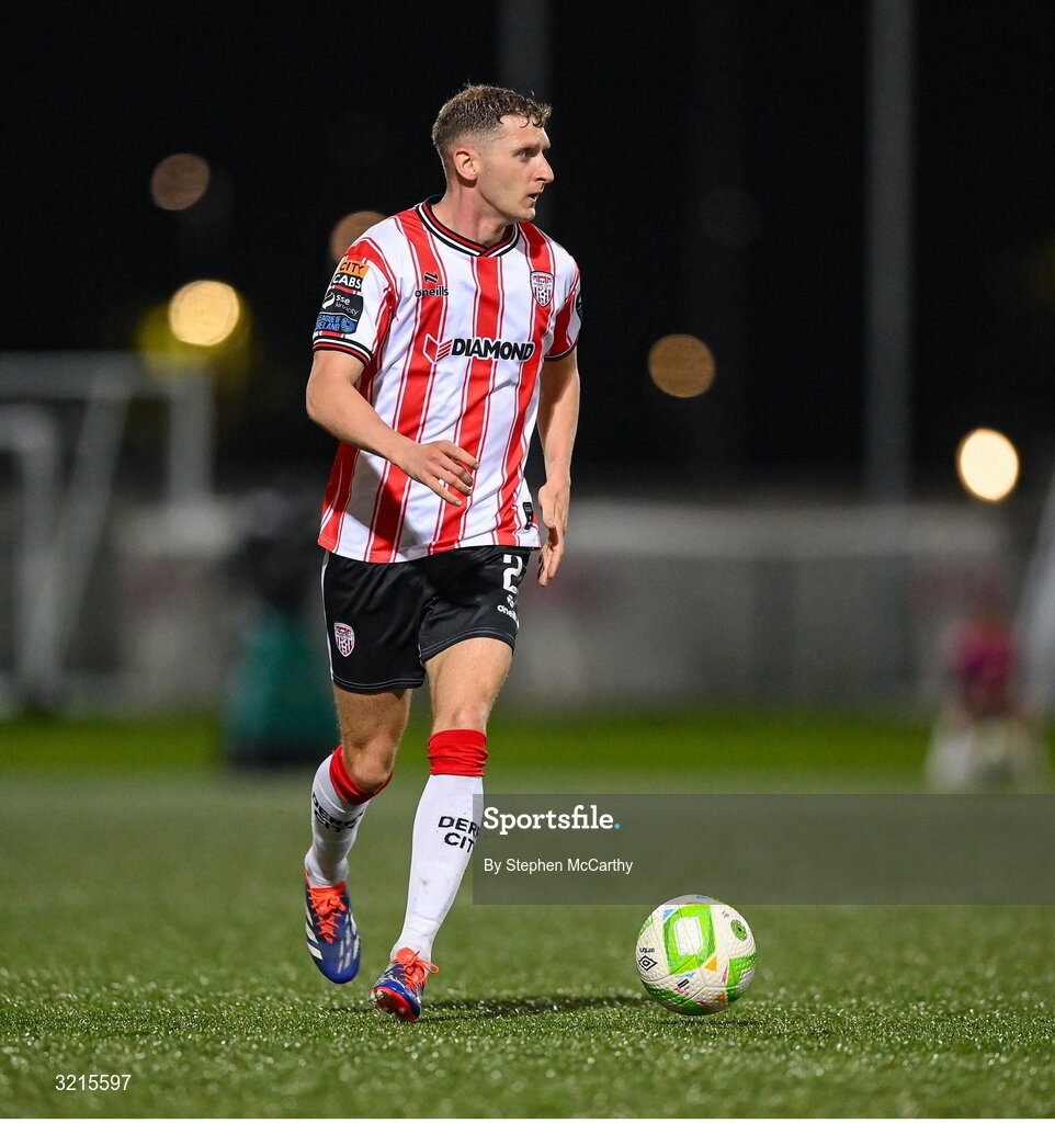 16 August 2025; Ronan Boyce of Derry City during the Sports Direct Men’s FAI Cup third round match between Derry City and Drogheda United at The Ryan McBride Brandywell Stadium in Derry. Photo by Stephen McCarthy/Sportsfile
