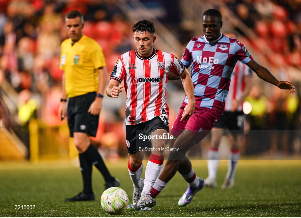16 August 2025; Adam O'Reilly of Derry City during the Sports Direct Men’s FAI Cup third round match between Derry City and Drogheda United at The Ryan McBride Brandywell Stadium in Derry. Photo by Stephen McCarthy/Sportsfile