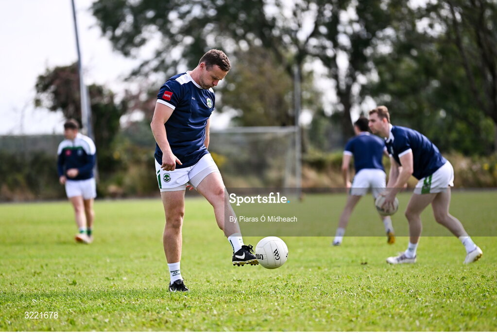 24 August 2025; Andy Moran of Ballaghaderreen during the warm-up on the back pitch before the Mayo County Senior Club Football Championship Round 2 match between Charlestown Sarsfields and Ballaghaderreen at Fr O'Hara Park in Charlestown, Mayo. Photo by Piaras Ó Mídheach/Sportsfile