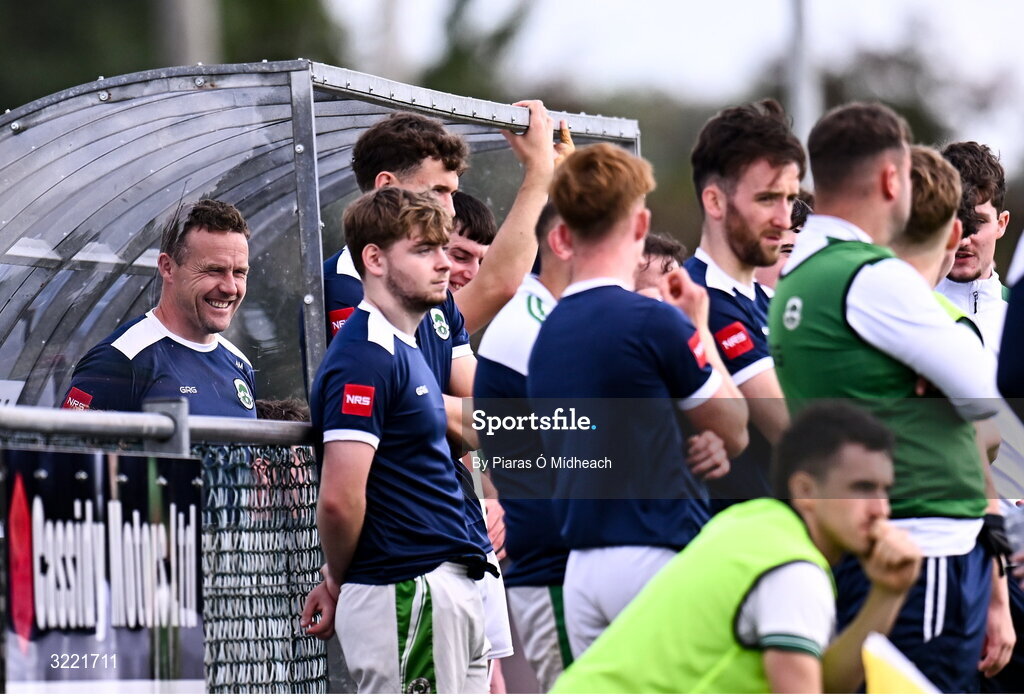 24 August 2025; Andy Moran of Ballaghaderreen, left, in the dug-out during the Mayo County Senior Club Football Championship Round 2 match between Charlestown Sarsfields and Ballaghaderreen at Fr O'Hara Park in Charlestown, Mayo. Photo by Piaras Ó Mídheach/Sportsfile