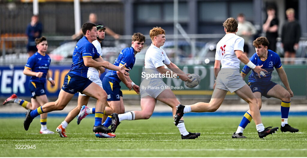 27 August 2025; Josh McCaughney of Ulster during the PwC U-18 Boys Schools Interprovincial Series match between Leinster and Ulster at Energia Park in Dublin. Photo by Piaras Ó Mídheach/Sportsfile