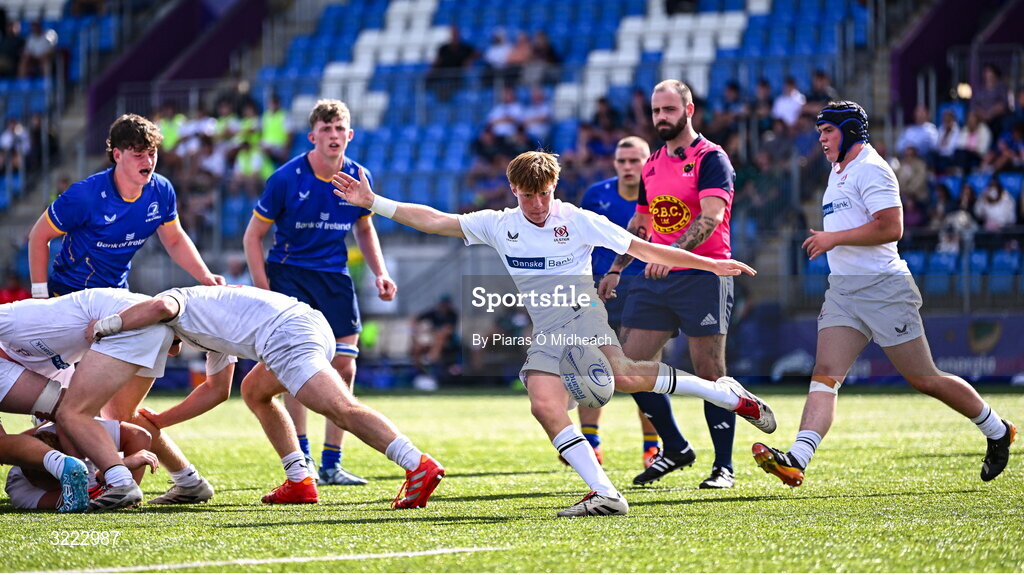 27 August 2025; Jack Best of Ulster during the PwC U-18 Boys Schools Interprovincial Series match between Leinster and Ulster at Energia Park in Dublin. Photo by Piaras Ó Mídheach/Sportsfile