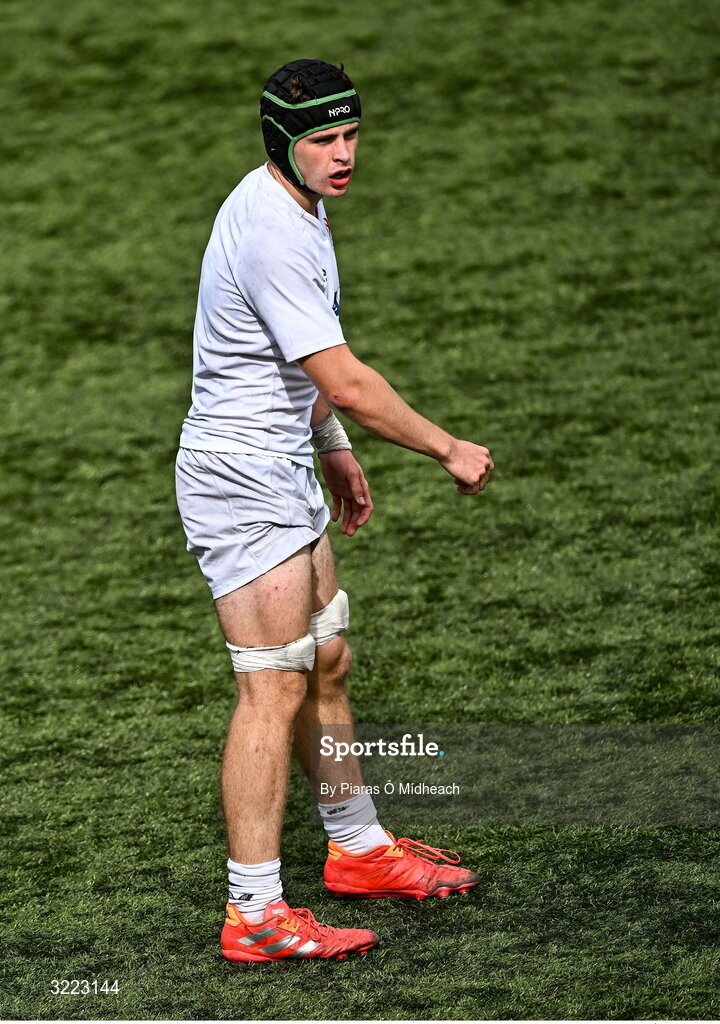 27 August 2025; Archie Graham of Ulster during the PwC U-18 Boys Schools Interprovincial Series match between Leinster and Ulster at Energia Park in Dublin. Photo by Piaras Ó Mídheach/Sportsfile