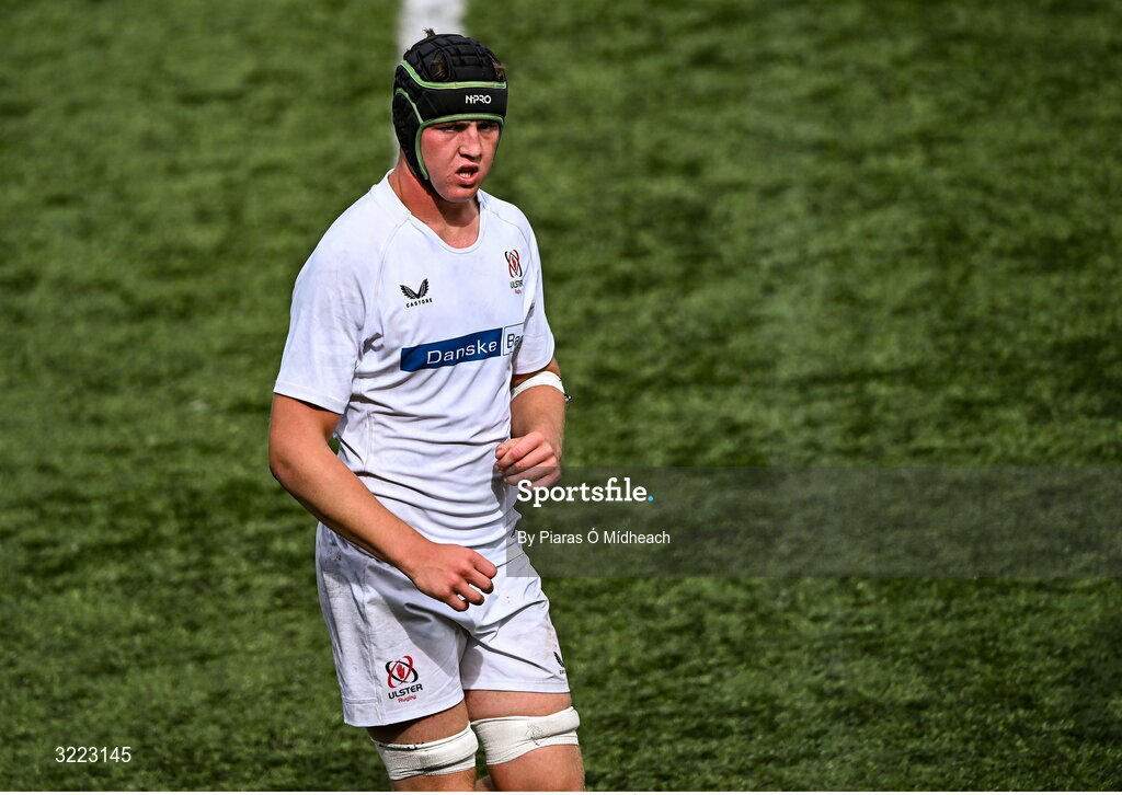 27 August 2025; Archie Graham of Ulster during the PwC U-18 Boys Schools Interprovincial Series match between Leinster and Ulster at Energia Park in Dublin. Photo by Piaras Ó Mídheach/Sportsfile