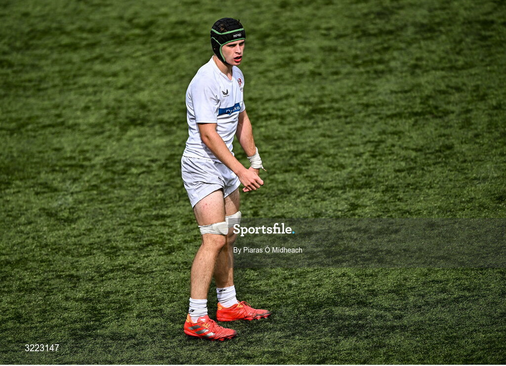 27 August 2025; Archie Graham of Ulster during the PwC U-18 Boys Schools Interprovincial Series match between Leinster and Ulster at Energia Park in Dublin. Photo by Piaras Ó Mídheach/Sportsfile