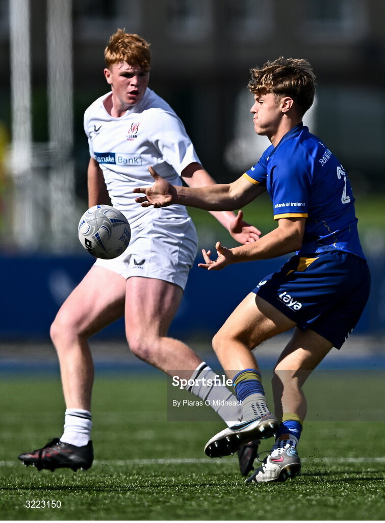 27 August 2025; James McMahon of Leinster during the PwC U-18 Boys Schools Interprovincial Series match between Leinster and Ulster at Energia Park in Dublin. Photo by Piaras Ó Mídheach/Sportsfile