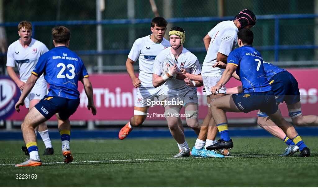 27 August 2025; Cian McClean of Ulster during the PwC U-18 Boys Schools Interprovincial Series match between Leinster and Ulster at Energia Park in Dublin. Photo by Piaras Ó Mídheach/Sportsfile