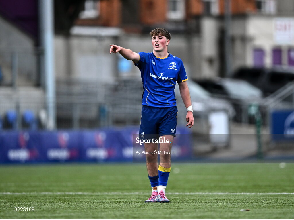 27 August 2025; Tom Martin of Leinster during the PwC U-18 Boys Schools Interprovincial Series match between Leinster and Ulster at Energia Park in Dublin. Photo by Piaras Ó Mídheach/Sportsfile