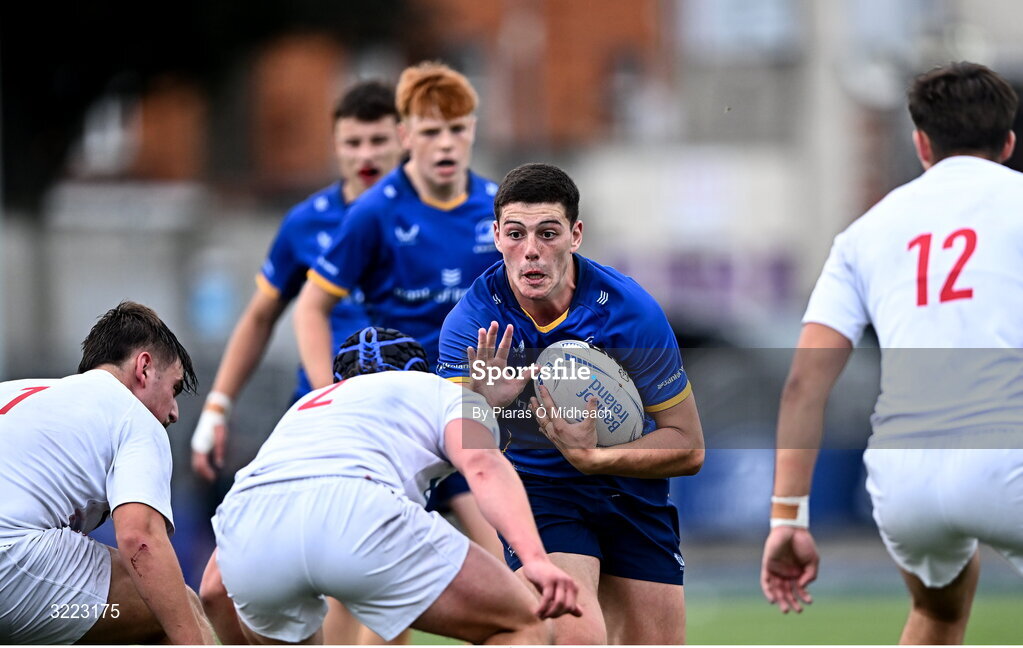 27 August 2025; Michael Smyth of Leinster during the PwC U-18 Boys Schools Interprovincial Series match between Leinster and Ulster at Energia Park in Dublin. Photo by Piaras Ó Mídheach/Sportsfile