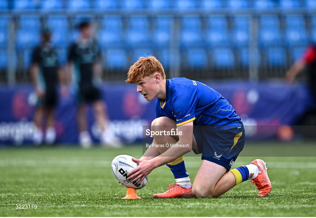 27 August 2025; Michael Kenny of Leinster during the PwC U-18 Boys Schools Interprovincial Series match between Leinster and Ulster at Energia Park in Dublin. Photo by Piaras Ó Mídheach/Sportsfile
