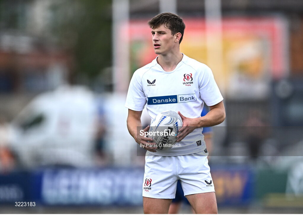 27 August 2025; James Wells of Ulster during the PwC U-18 Boys Schools Interprovincial Series match between Leinster and Ulster at Energia Park in Dublin. Photo by Piaras Ó Mídheach/Sportsfile