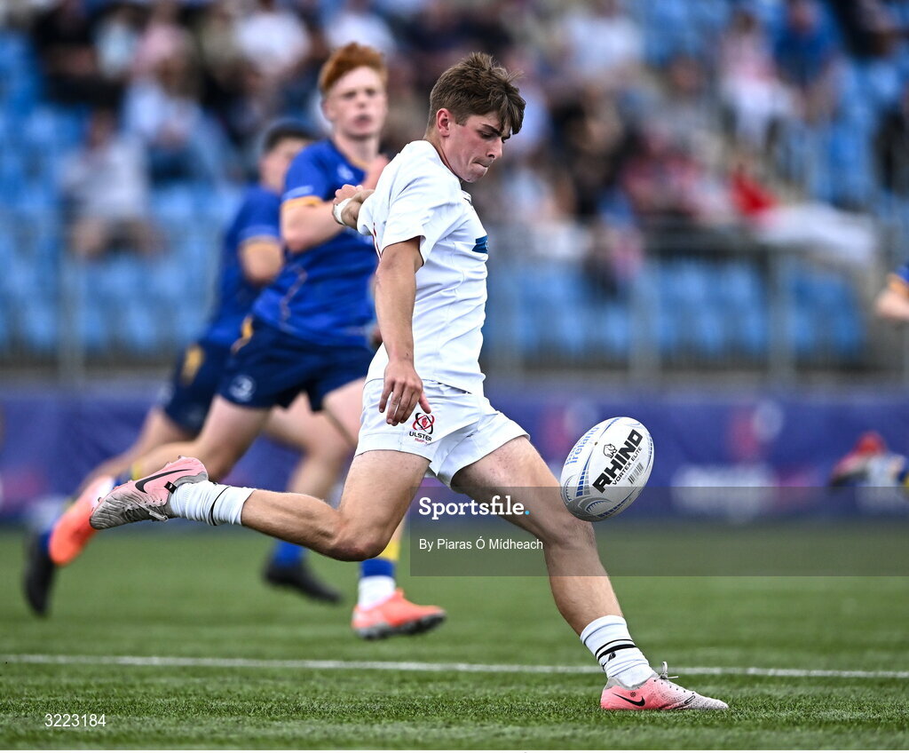 27 August 2025; James McMillan of Ulster during the PwC U-18 Boys Schools Interprovincial Series match between Leinster and Ulster at Energia Park in Dublin. Photo by Piaras Ó Mídheach/Sportsfile
